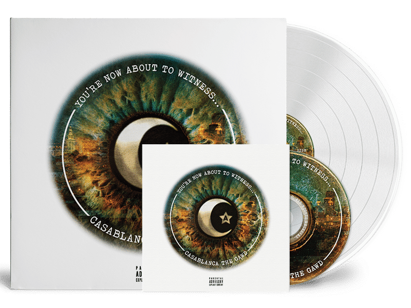 Album box set with a close-up iris artwork and the text 'You're now about to witness…' on the cover.